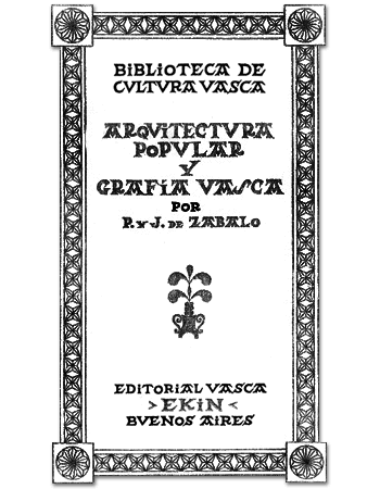 Portada del libro Arquitectura Popular y Grafía Vasca. P y J de Zabalo